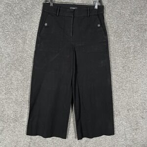 J.Crew Pants Womens 8 Black‎ Wide Leg Cropped High Rise Stretch Patch Pockets